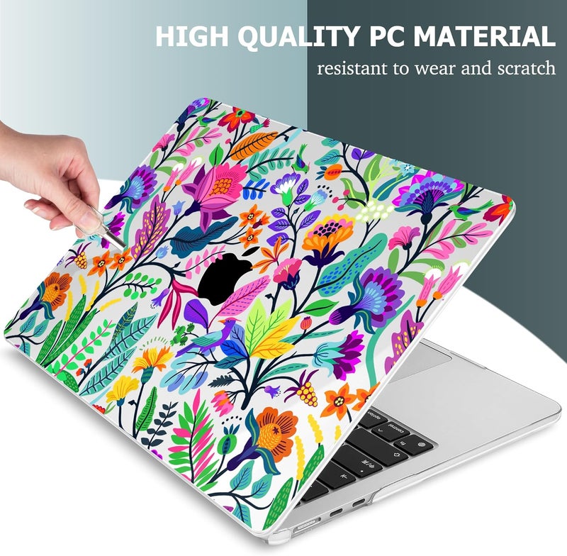 Mektron مصمم لجهاز MacBook Air 15 بوصة M4 A3241 /M3 A3114 /M2 A2941 لعام 2025/2024/2023، غلاف صلب بلاستيكي مطبوع مع شاشة Liquid Retina بحجم 15.3 بوصة وTouch ID، زهور ملونة زاهية - Image 4
